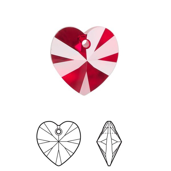 Drop 72pk Siam, Swarovski&reg; 18mm pendant heart 6228 image number 0