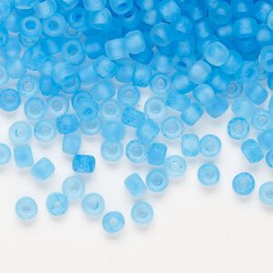 Seed bead, Dyna-Mites&trade;, glass 1pkg40g, #6 round, transparent inside dyed color matte sky blue (244MA 6/0 RR)