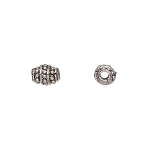 Bead, pewter (tin-based alloy), pkg/1, antiqued, 10x7mm beaded oval.
