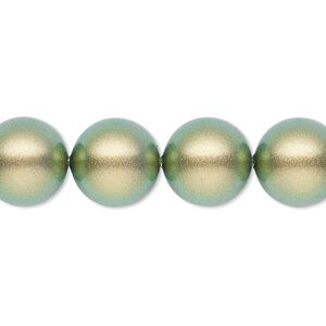 Pearl 100pk iridescent green, Swarovski&reg; 12mm round 5810