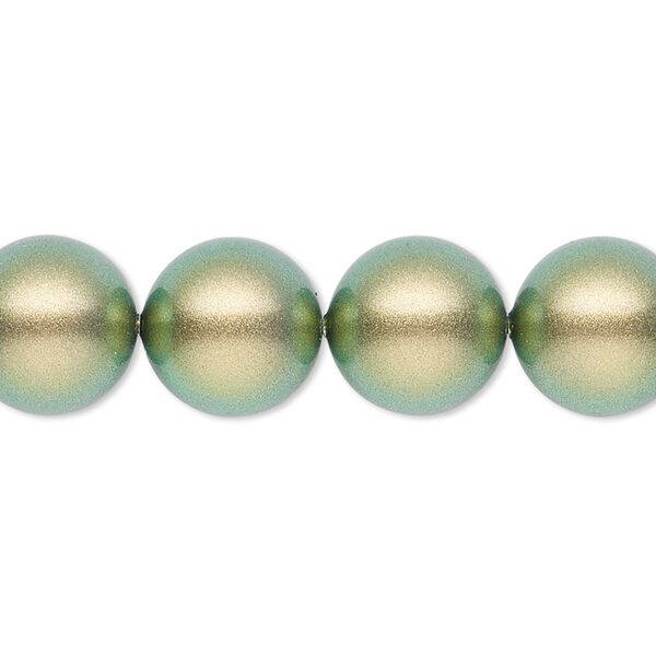 Pearl 100pk iridescent green, Swarovski&reg; 12mm round 5810 image number 0