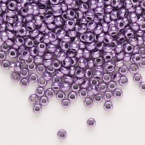 Seed bead, Preciosa Ornela, glass, opaque terra dyed metallic violet, #8 rocaille. Sold per 50-gram pkg.
