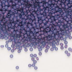 Seed bead, Dyna-Mites&trade;, glass 1pkg0.5kg, #11 round, translucent inside dyed color matte blue / lilac (227MA 11/0 RR)