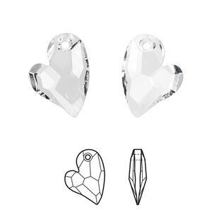 Drop 48pk crystal, Swarovski&reg; 17x13mm pendant asymmetrical heart 6261