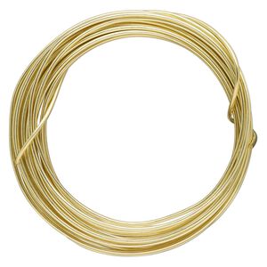 Wire, Zebra Wire&trade;, brass, round, 14 gauge. Sold per 5-yard coil.