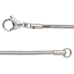 Chain 1pkg1 snake, 2mm square / lobster claw clasp, stainless steel 16 inch