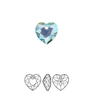 Drop 2pk aquamarine shimmer, Crystal Passions&reg; 10.5mm pendant heart cut 6432