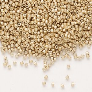Seed bead, Delica&reg; 1pkg250g glass, #11 round, opaque semi-matte galvanized mead / outside dyed (DB-1153)