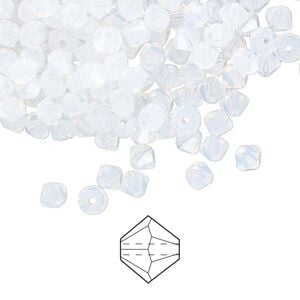 Bead 48pk white opal, Preciosa Czech crystal 4mm bicone