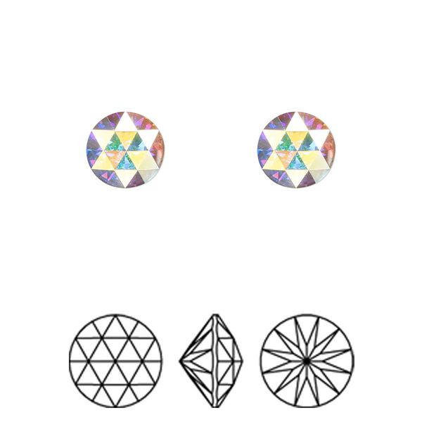 Round stone 144pk crystal AB foil back, Swarovski&reg; 8mm rose cut round 1401 image number 0