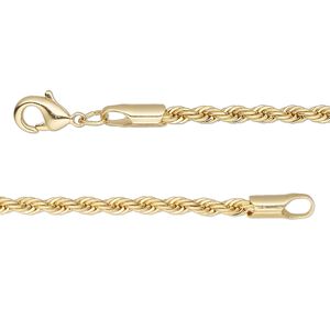 Chain 1pkg1 rope, 2.4mm / lobster claw clasp, gold-finished brass 36 inch