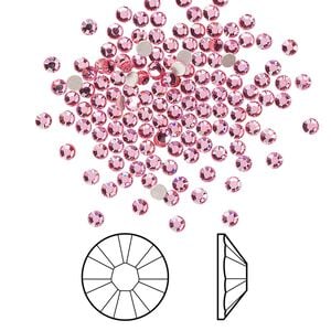 Flat back 144pk light rose foil back, Crystal Passions&reg; 2.1-2.3mm rose round SS7 2058