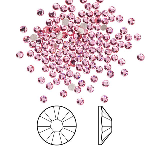 Flat back 144pk light rose foil back, Crystal Passions&reg; 2.1-2.3mm rose round SS7 2058 image number 0