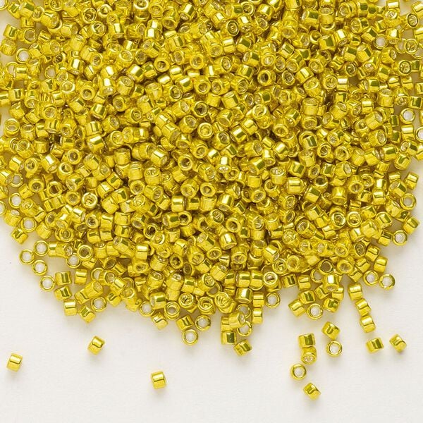 Seed bead, Delica&reg; 1pkg50g glass, #11 round, opaque galvanized lemon / outside dyed (DB-0424) image number 0