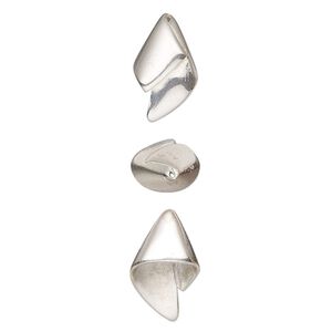 Bead cap, Amoracast&reg;, sterling silver, 14x9mm fortune right, fits 4-6mm bead, for use with 25-32 gauge wire. Sold individually.