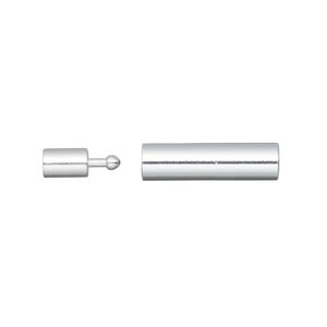 Clasp pop-style 1pkg4 silver-plated, 18x5mm round tube / fits 3mm cord, brass 1-strand