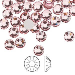 Flat back 24pk light rose foil back, Preciosa MAXIMA Czech crystal rhinestone 6.3-6.5mm chaton rose round SS30