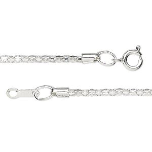 Chain 1pkg10 silver-plated diamond, 1.9mm rounded / springring clasp, steel 24 inch