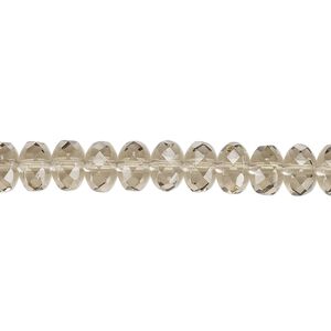 Bead, Czech fire-polished glass, smoke, 7x5mm faceted rondelle. Sold per 15-1/2" to 16" strand.