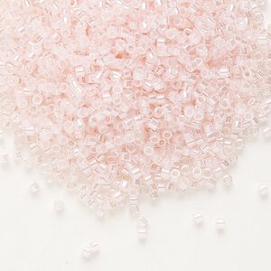 Seed bead, Delica&reg;, glass, pkg/50g, #11 round, opaque inside dyed color luster baby pink (DB-0234).