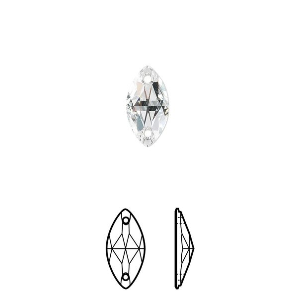 Sew-on 2pk crystal foil back, Crystal Passions&reg; 12x6mm navette 3223 image number 0