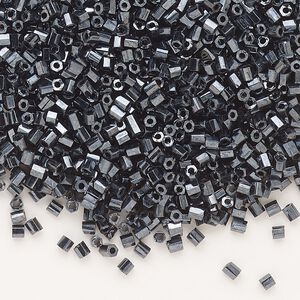 Seed bead, Dyna-Mites&trade;, glass, pkg/1/2kg, #11 2-cut hex, opaque iris silver, (928 11/0 2CUT).