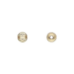Bead 1pkg10 14Kt gold-filled, 6mm corrugated round