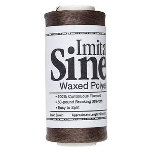 Cord, imitation sinew (waxed polyester) 1pkg1, brown, 2mm, 50-pound test, 400-foot spool.