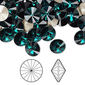 Chaton 48pk emerald foil back, Crystal Passions&reg; 8.16-8.41mm rivoli SS39 1122