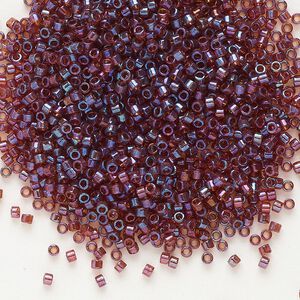 Seed bead, Delica&reg;, glass, pkg/7.5g, #11 round, translucent rainbow gold luster claret (DB-0104).