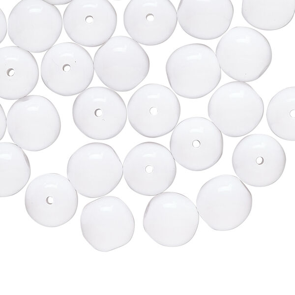 Bead 1pkg50 Czech glass druk, opaque white, 8mm round. image number 0