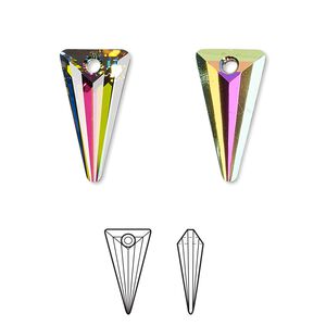 Drop 48pk crystal vitrail medium P, Swarovski&reg; 18x10mm pendant spike 6480