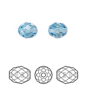 Bead 2pk aquamarine, Crystal Passions&reg; 9.5x8mm olive briolette 5044