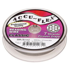Beading wire, Accu-Flex&reg;, nylon and stainless steel, clear, 7 strand, 0.0083-inch diameter, high tension. Sold per 30-foot spool.