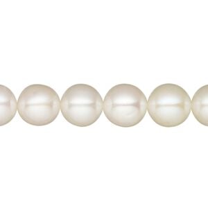 Pearl, White Lotus&trade;, cultured freshwater (bleached), white, 8.5-9.5mm semi-round, B+ grade, Mohs hardness 2-1/2 to 4. Sold per 15-1/2" to 16" strand.