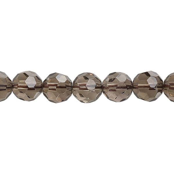 Smoky quartz 1pkg1, faceted round bead 15.5-16 inch 8mm image number 0