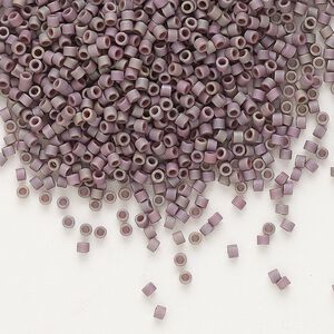 Seed bead, Delica&reg;, glass, pkg/50g, #11 round, opaque matte metallic gold iris purple sage (DB-1062).
