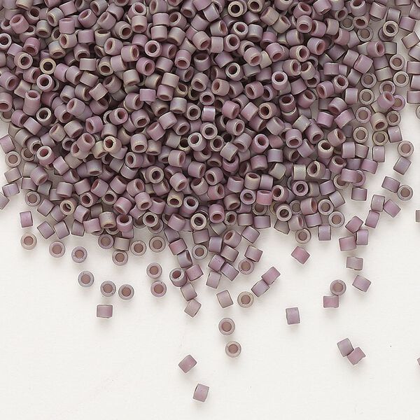 Seed bead, Delica&reg;, glass, pkg/50g, #11 round, opaque matte metallic gold iris purple sage (DB-1062). image number 0