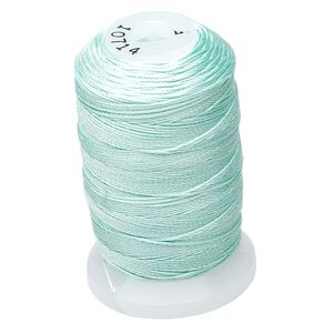 Thread, Purely Silk&trade;, 3-ply, turquoise blue, size F. Sold per 140-yard spool.