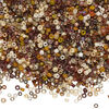 Seed bead mix, glass, 1pkg25g, #15 to #11 round, opaque and translucent multi-brown image number 0
