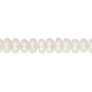 Pearl, White Lotus&trade;, cultured freshwater (bleached), white, 6.5-7mm button, C grade, Mohs hardness 2-1/2 to 4. Sold per 15-1/2" to 16" strand.