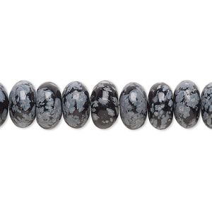 Snowflake obsidian 1pkg1, rondelle bead natural 15.5-16 inch 10x6mm