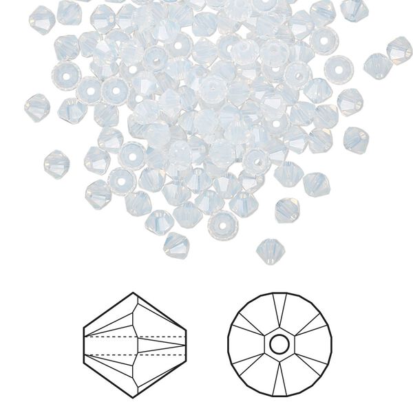 Bead 1440pk white opal, Swarovski&reg; 3mm XILION bicone 5328 image number 0