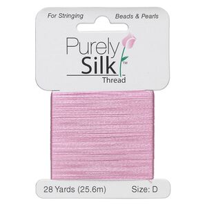 Thread, Purely Silk&trade;, strawberry pink, size D. Sold per 28-yard card.