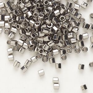 Seed bead, Delica&reg;, glass, pkg/250g, #8 cut, opaque nickel-plated (DBLC-0021).
