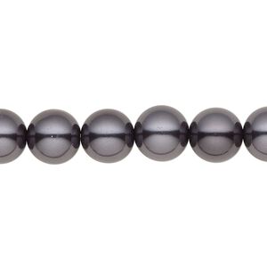 Hemalyke&trade; 1pkg1, pearlescent black, round bead 15.5-16 inch 10mm
