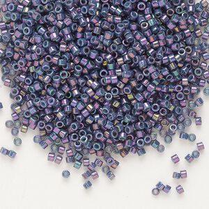 Seed bead, Delica&reg;, glass, pkg/7.5g, #11 round, opaque rainbow gold luster purple grey (DB-0134).
