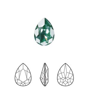 Fancy stone 4pk crystal pine green ignite LacquerPRO, Crystal Passions&reg; 14x10mm pear 4320