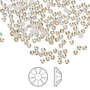 Flat back 1440pk light gold quartz AB foil back, Preciosa MAXIMA Czech crystal rhinestone 2.1-2.3mm chaton rose round SS7