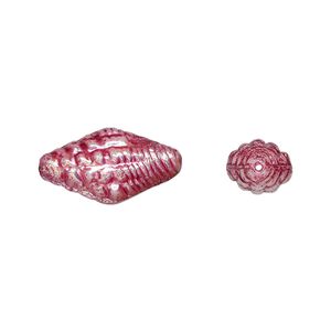 Bead, Preciosa, Czech pressed glass, opaque alabaster violet luster, 16x8mm whelk shell. Sold per pkg of 10.